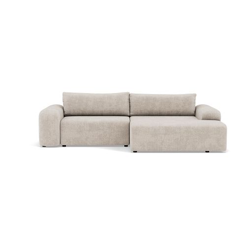 Canapé Angle Droit Convertible 4 Places Rebecca En Velours Texturé Beige