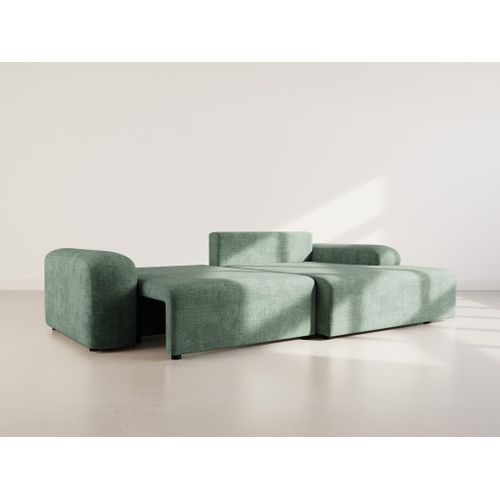 Canapé Angle Droit Convertible 4 Places Rebecca En Velours Texturé Vert