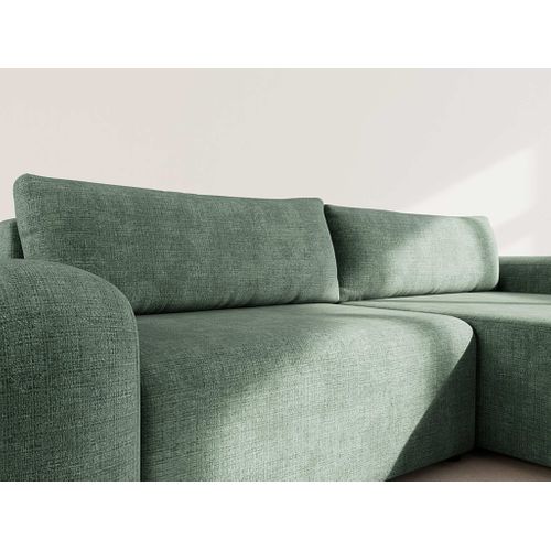 Canapé Angle Droit Convertible 4 Places Rebecca En Velours Texturé Vert