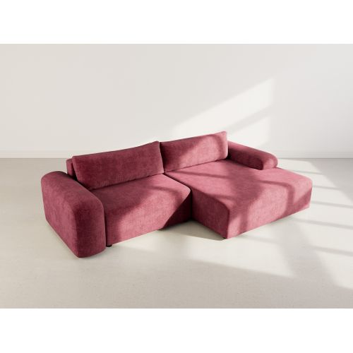 Canapé Angle Droit Convertible 4 Places Rebecca En Velours Texturé Prune