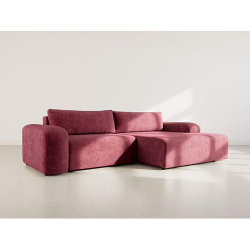 Canapé Angle Droit Convertible 4 Places Rebecca En Velours Texturé Prune