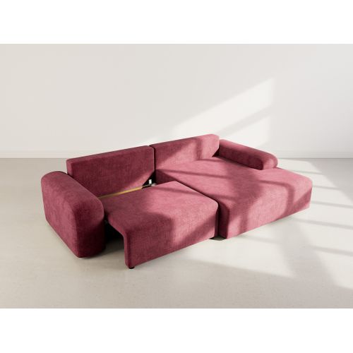 Canapé Angle Droit Convertible 4 Places Rebecca En Velours Texturé Prune