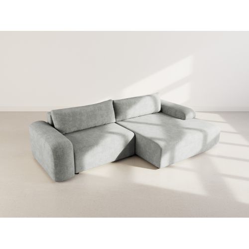 Canapé Angle Droit Convertible 4 Places Rebecca En Velours Texturé Gris