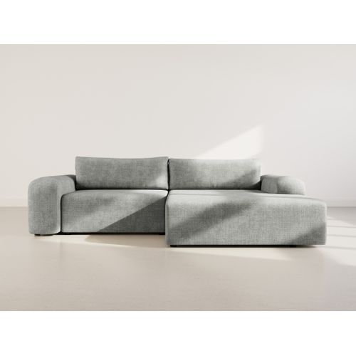 Canapé Angle Droit Convertible 4 Places Rebecca En Velours Texturé Gris