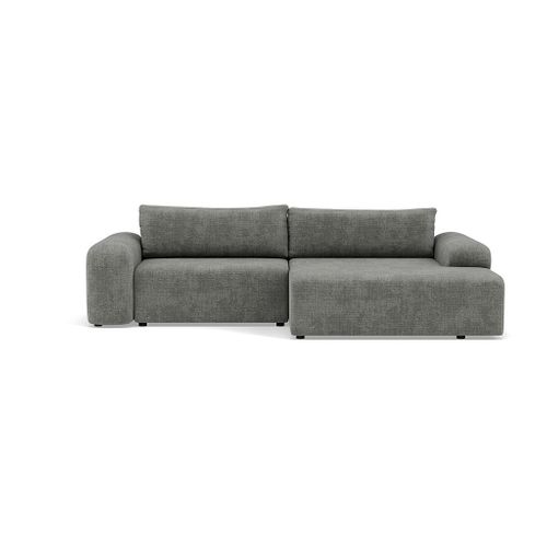 Canapé Angle Droit Convertible 4 Places Rebecca En Velours Texturé Gris