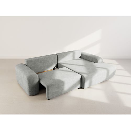 Canapé Angle Droit Convertible 4 Places Rebecca En Velours Texturé Gris