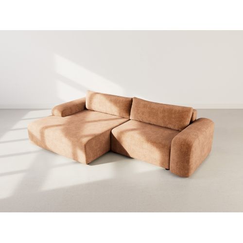 Canapé Angle Gauche Convertible 4 Places Rebecca En Velours Texturé Rouille