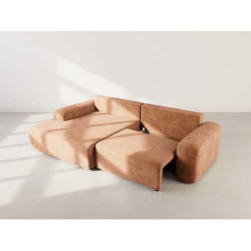 Canapé Angle Gauche Convertible 4 Places Rebecca En Velours Texturé Rouille