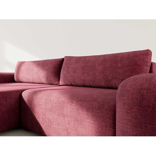 Canapé Angle Gauche Convertible 4 Places Rebecca En Velours Texturé Prune
