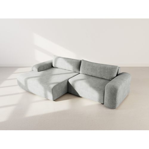 Canapé Angle Gauche Convertible 4 Places Rebecca En Velours Texturé Gris