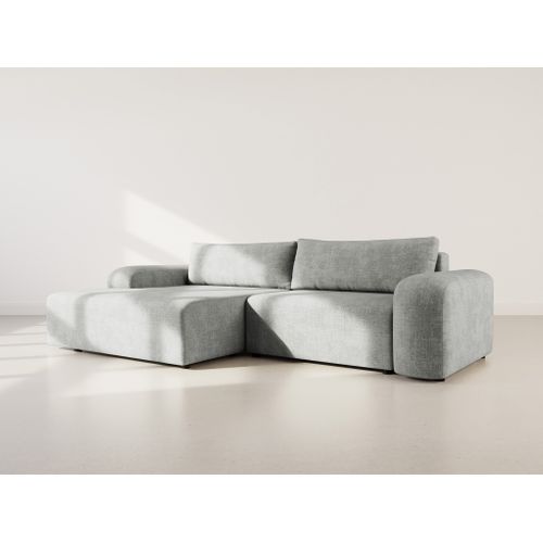 Canapé Angle Gauche Convertible 4 Places Rebecca En Velours Texturé Gris