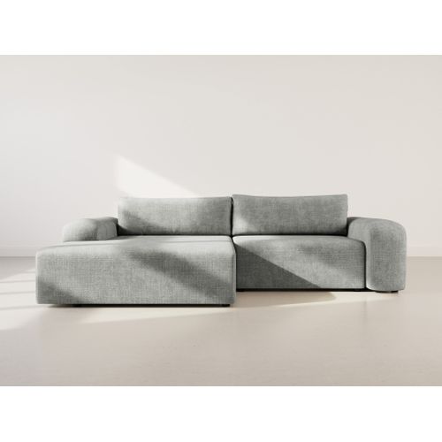 Canapé Angle Gauche Convertible 4 Places Rebecca En Velours Texturé Gris