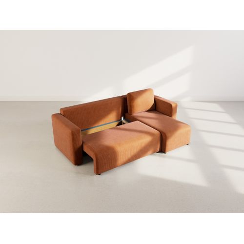 Canopy - Canapé D'angle Réversible 4 Places Convertible Avec Coffre En Velours Côtelé