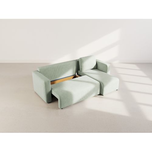 Canopy - Canapé D'angle Réversible 4 Places Convertible Avec Coffre En Velours Côtelé