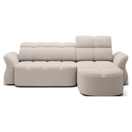 Canapé Angle Droit Convertible 4 Places Brume En Tissu Bouclette Beige