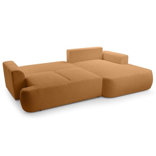 Canapé Angle Droit Convertible 4 Places Candela En Tissu Bouclette Terracotta