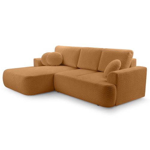 Canapé Angle Gauche Convertible 4 Places Candela En Tissu Bouclette Terracotta