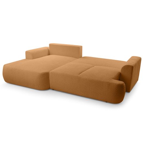 Canapé Angle Gauche Convertible 4 Places Candela En Tissu Bouclette Terracotta