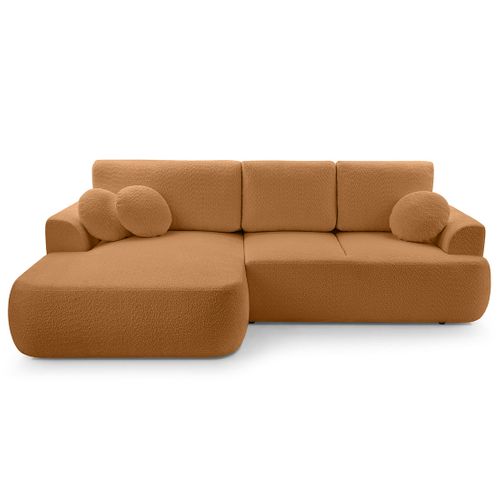 Canapé Angle Gauche Convertible 4 Places Candela En Tissu Bouclette Terracotta