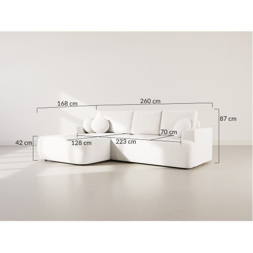 Canapé Angle Gauche Convertible 4 Places Candela En Tissu Bouclette Terracotta