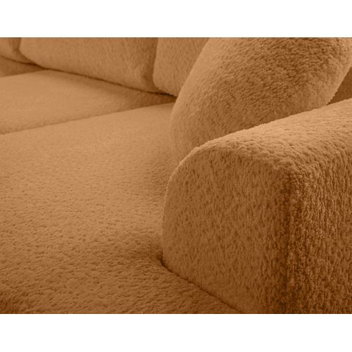 Canapé Angle Gauche Convertible 4 Places Candela En Tissu Bouclette Terracotta