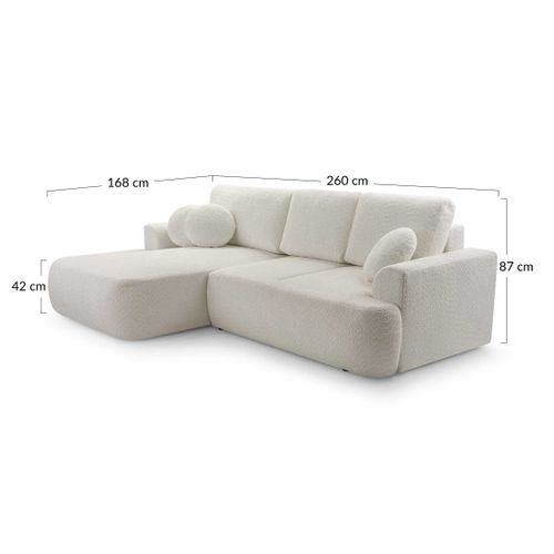 Canapé Angle Gauche Convertible 4 Places Candela En Tissu Bouclette Taupe