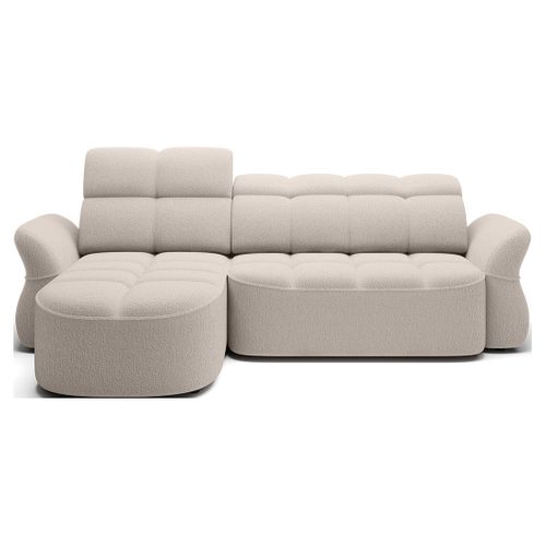 Canapé Angle Gauche Convertible 4 Places Brume En Tissu Bouclette Beige