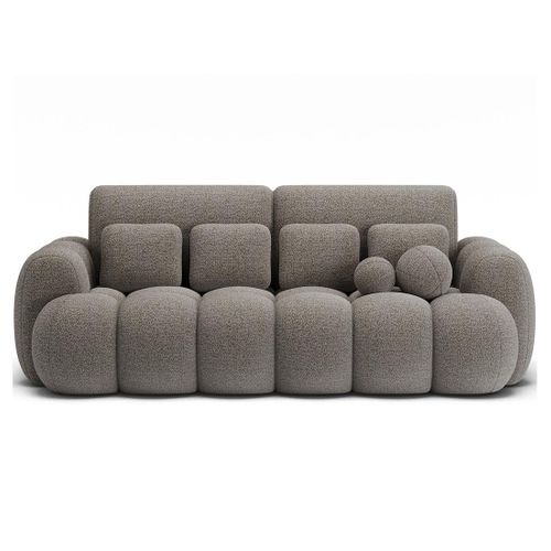 Canapé Droit Convertible 3 Places Dorian En Tissu Bouclette Gris
