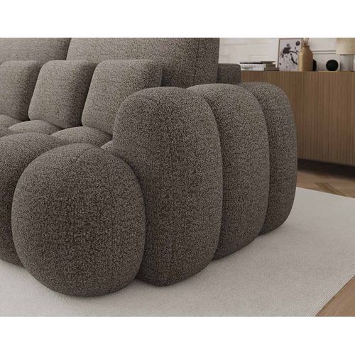 Canapé Droit Convertible 3 Places Dorian En Tissu Bouclette Gris