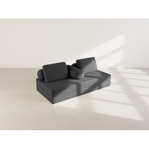 Canapé Droit Convertible 3 Places Lonny En Velours Côtelé Noir