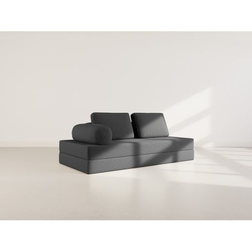 Canapé Droit Convertible 3 Places Lonny En Velours Côtelé Noir