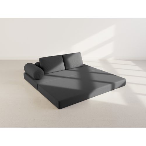 Canapé Droit Convertible 3 Places Lonny En Velours Côtelé Noir