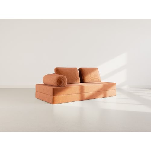 Canapé Droit Convertible 3 Places Lonny En Velours Côtelé Terracotta