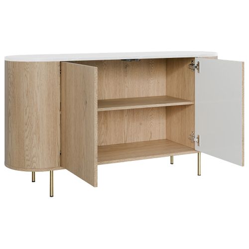 Sansa - Buffet Bas 139 Cm - 2 Portes Et 1 Étagère - Plateau Effet Marbre