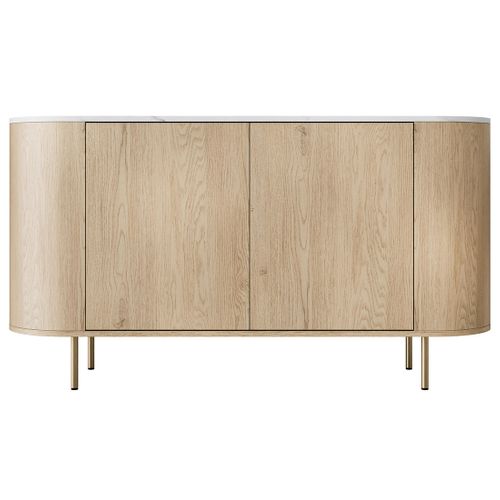 Sansa - Buffet Bas 139 Cm - 2 Portes Et 1 Étagère - Plateau Effet Marbre