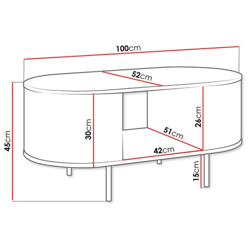 Sansa - Table Basse 100 Cm - 1 Niche - Plateau Effet Marbre