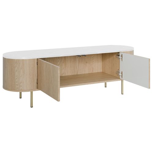 Sansa - Meuble TV 139 Cm - 2 Portes - Plateau Effet Marbre