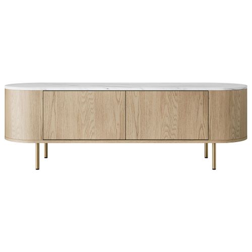 Sansa - Meuble TV 139 Cm - 2 Portes - Plateau Effet Marbre