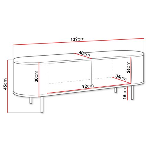 Sansa - Meuble TV 139 Cm - 2 Portes - Plateau Effet Marbre