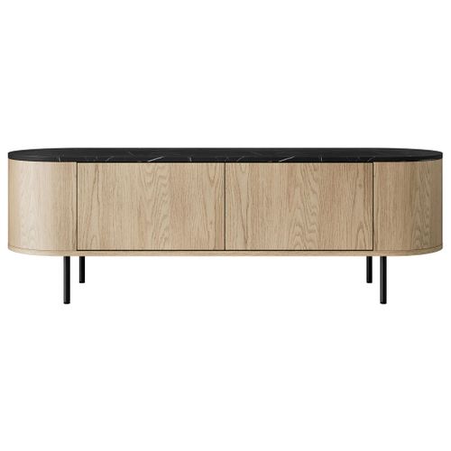 Sansa - Meuble TV 139 Cm - 2 Portes - Plateau Effet Marbre