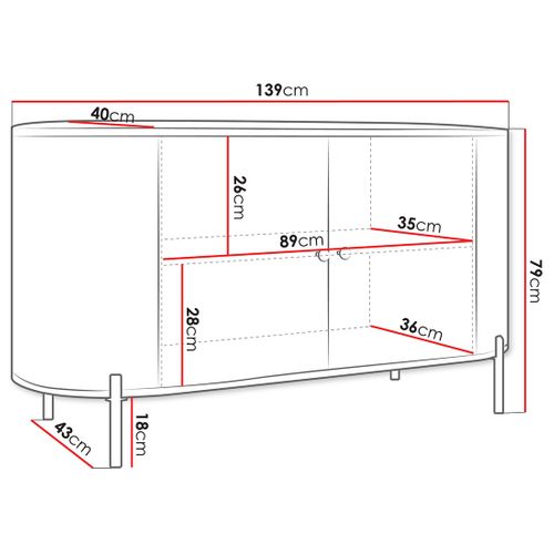 Jaime - Buffet Bas 139 Cm - 2 Portes Et 1 Étagère