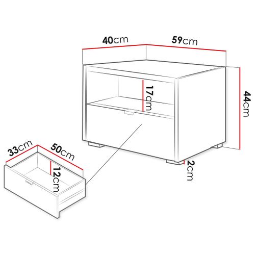 Judy - Table De Chevet 59 Cm - 1 Tiroir Et 1 Niche