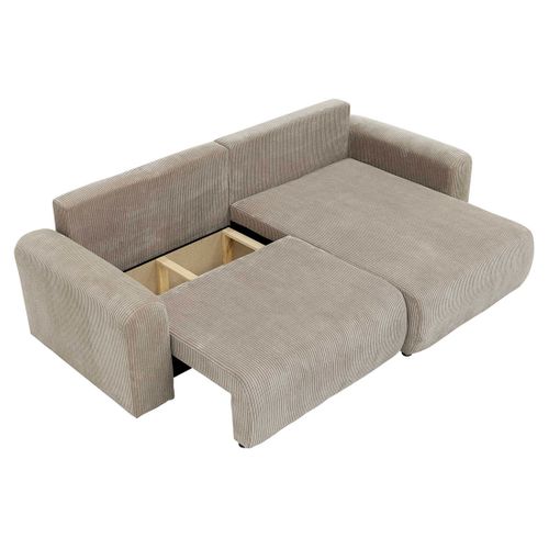 Naomi - Canapé D'angle Réversible 4 Places Convertible Avec Coffre En Velours Côtelé