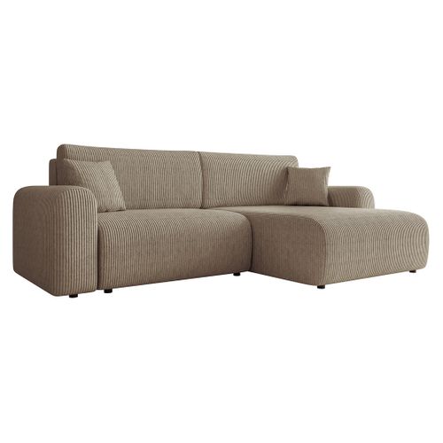 Naomi - Canapé D'angle Réversible 4 Places Convertible Avec Coffre En Velours Côtelé