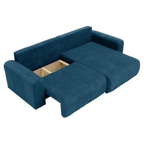 Naomi - Canapé D'angle Réversible 4 Places Convertible Avec Coffre En Velours Côtelé