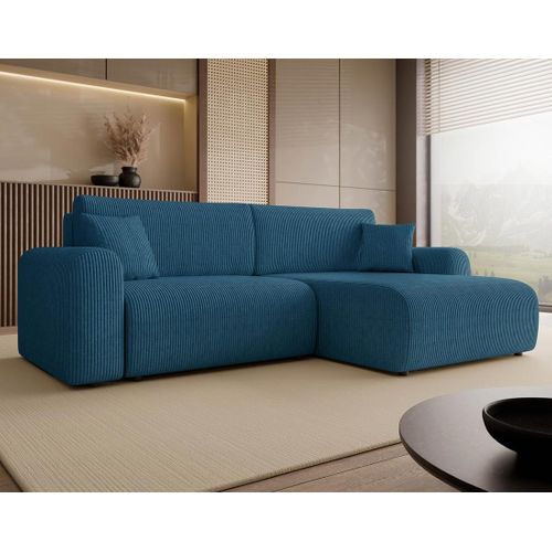 Naomi - Canapé D'angle Réversible 4 Places Convertible Avec Coffre En Velours Côtelé