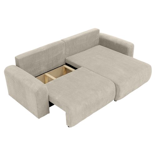 Naomi - Canapé D'angle Réversible 4 Places Convertible Avec Coffre En Velours Côtelé