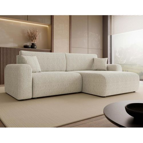 Naomi - Canapé D'angle Réversible 4 Places Convertible Avec Coffre En Velours Côtelé