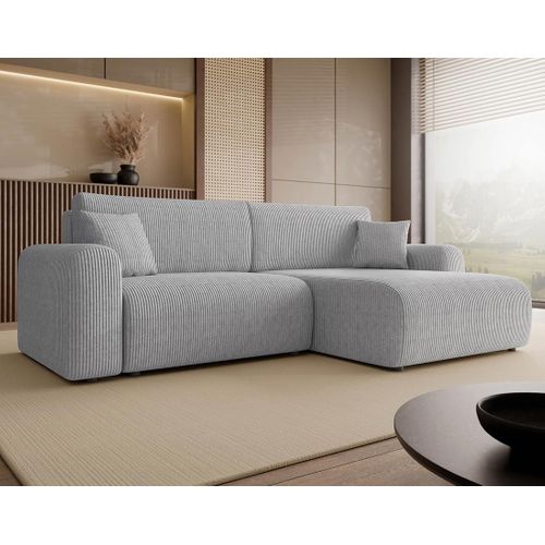Naomi - Canapé D'angle Réversible 4 Places Convertible Avec Coffre En Velours Côtelé