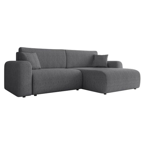 Naomi - Canapé D'angle Réversible 4 Places Convertible Avec Coffre En Velours Côtelé
